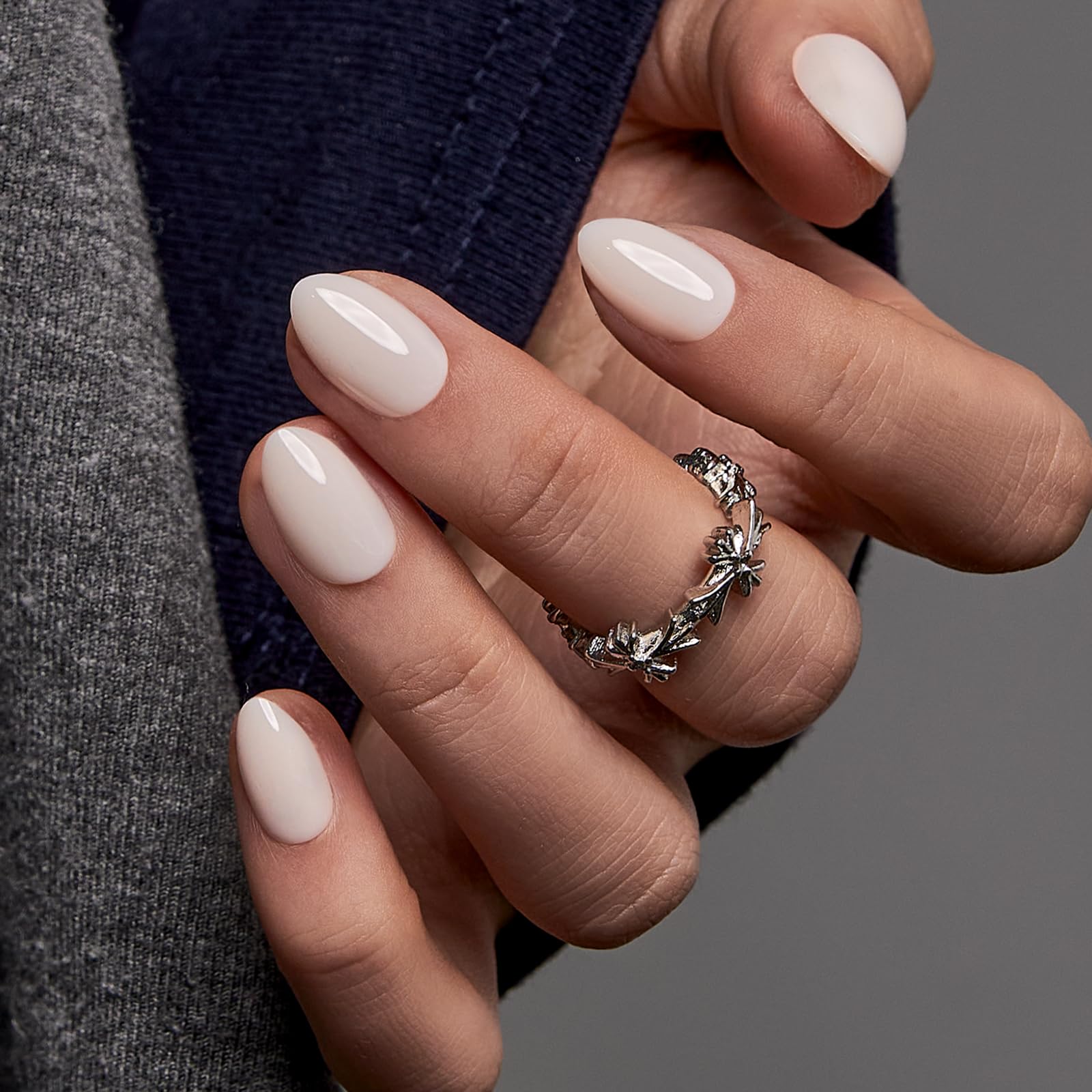 Soft Gel Almond Press On Nails Peach Nude Reusable Nail Kit_voghion.com