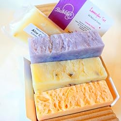 All Natural Handmade Soap Gift Set - Lavender Lavender w/ Flowers Lavender Lemongrass Castile - with All Natural/Organic Ingredients._SS250_.jpg