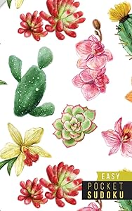 Pocket Sudoku Easy: 158 Easy Sudoku Puzzles | Pocket Sudoku Puzzle Books | Large Print Sudoku Puzzle Books For Adults | Sudoku For Seniors | Travel Size | Succulents