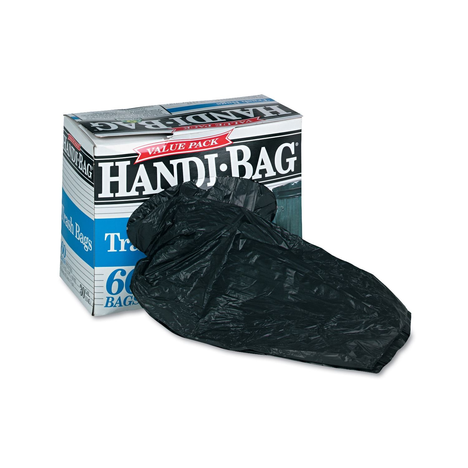 

Handi-Bag - Super Value Pack Trash Bags, 30gal, .69mil, 36 x 29.5, Black - 60/Box