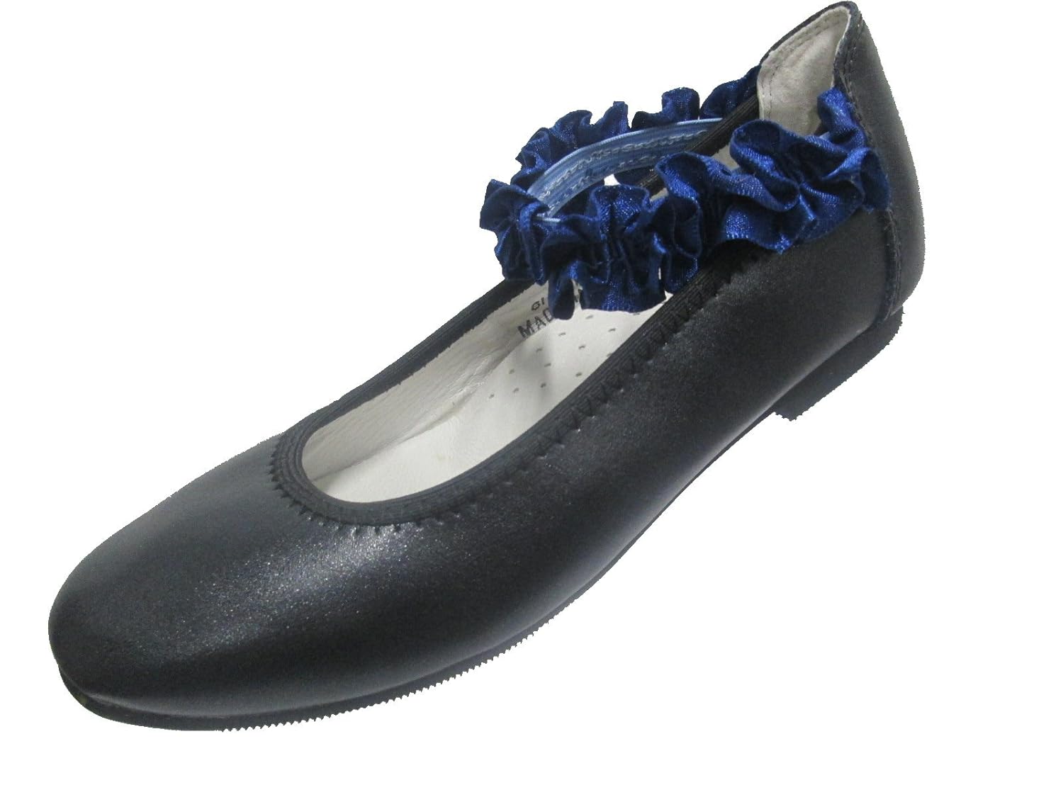 

Boutaccelli Classica SHARI Girls Black Leather Elastic Ruffle Ankle Strap