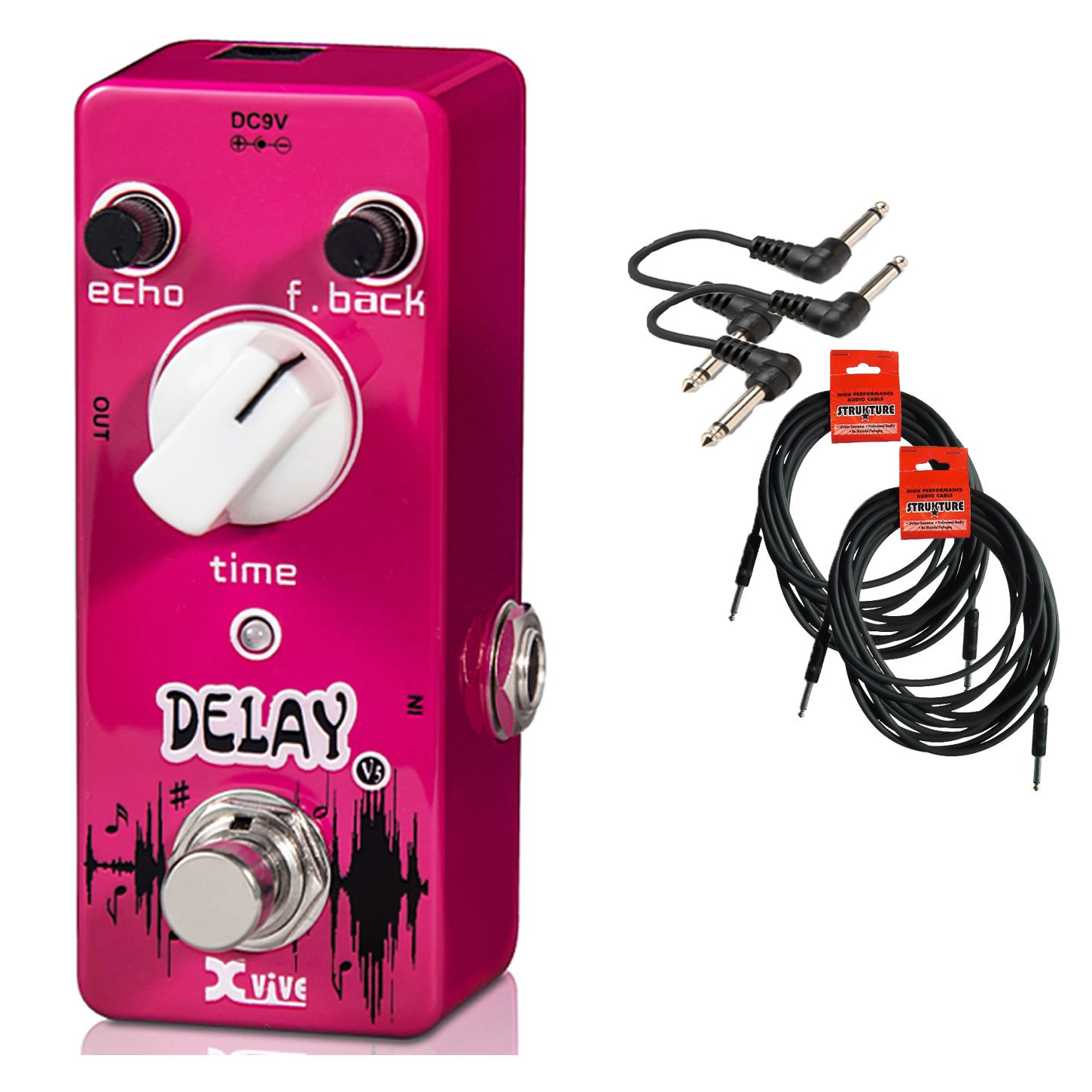 

XVIVE V5 Delay Cable Bundle w/ 4 free Items: 2x 18.6' Strukture Cables, 2x Hosa Patch Cables