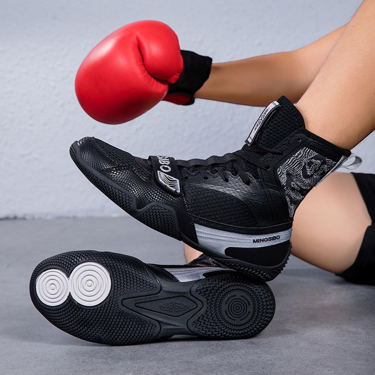 Mens Womens High Top Wrestling Boxing Shoes Lightweight Non-Slip Breathable Fitness Sneakers For Boxing Weightlifting Training_vogvips.com