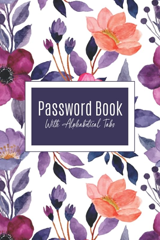 password book with alphabitical tabs: Save Internet Data Account, Address, Login, Username & Passwords by password log book press