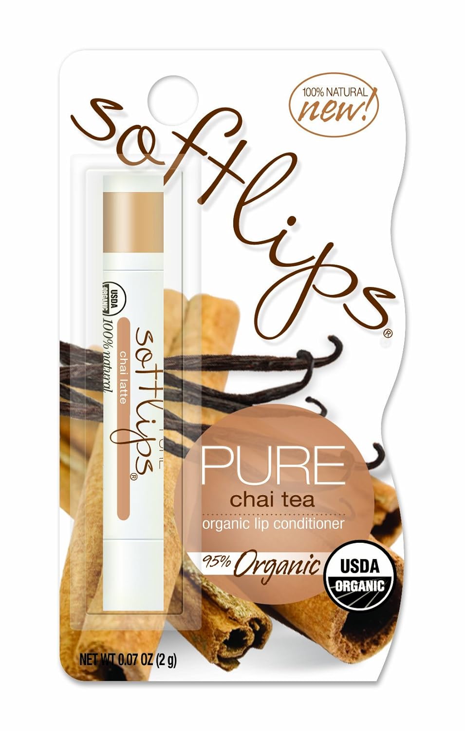 softlips pure chai tea organic lip conditioner, (pack of 2)
