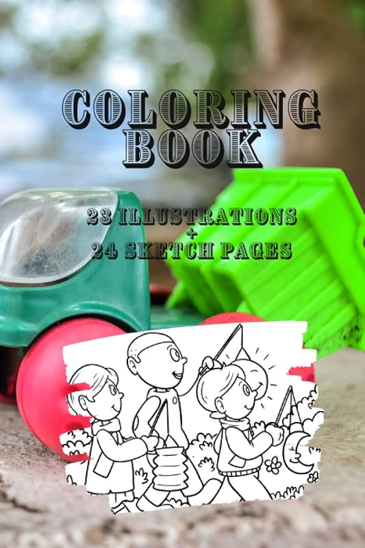 COLORING BOOK 23 Illustrations + 24 Sketch pages: Cahier de coloriages à imprimer, illustré de jolis dessins à colorier et pages pointillées qui vont ... petits et grands artistes (Anglais) broché by CV OnMyDigitalPath