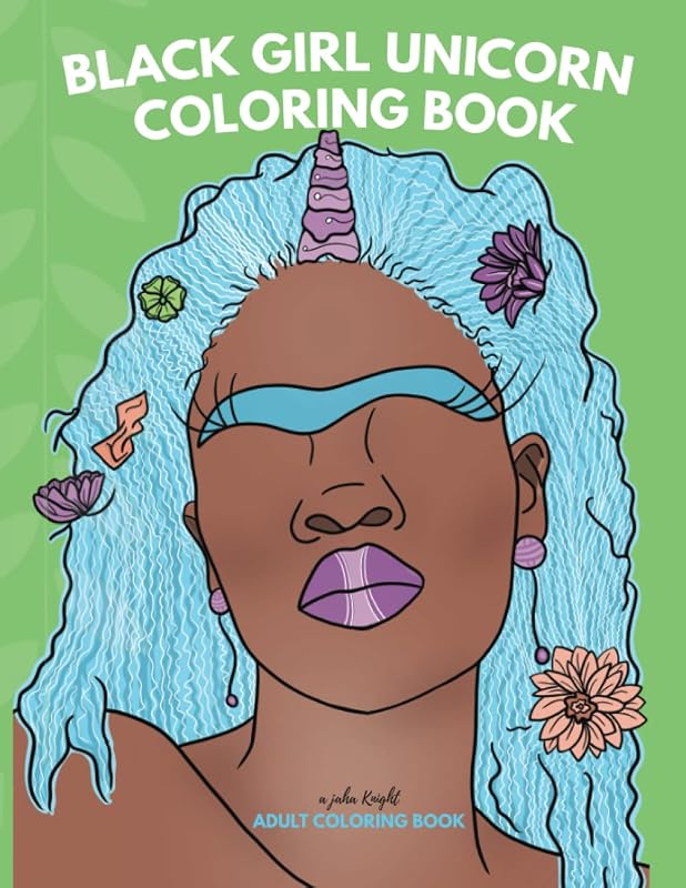 Black Girl Unicorn Coloring Book by jaha Knight