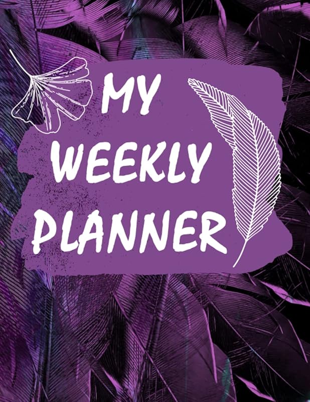 My Weekly Planner. 8.5 X 11 in. PPLL: Purple Interior with White floral outline border layout. with weekly day spread, goals,deadline, gratitude, ... , calls/Emails, top priorities, for 52 weeks. by izhar ahamed