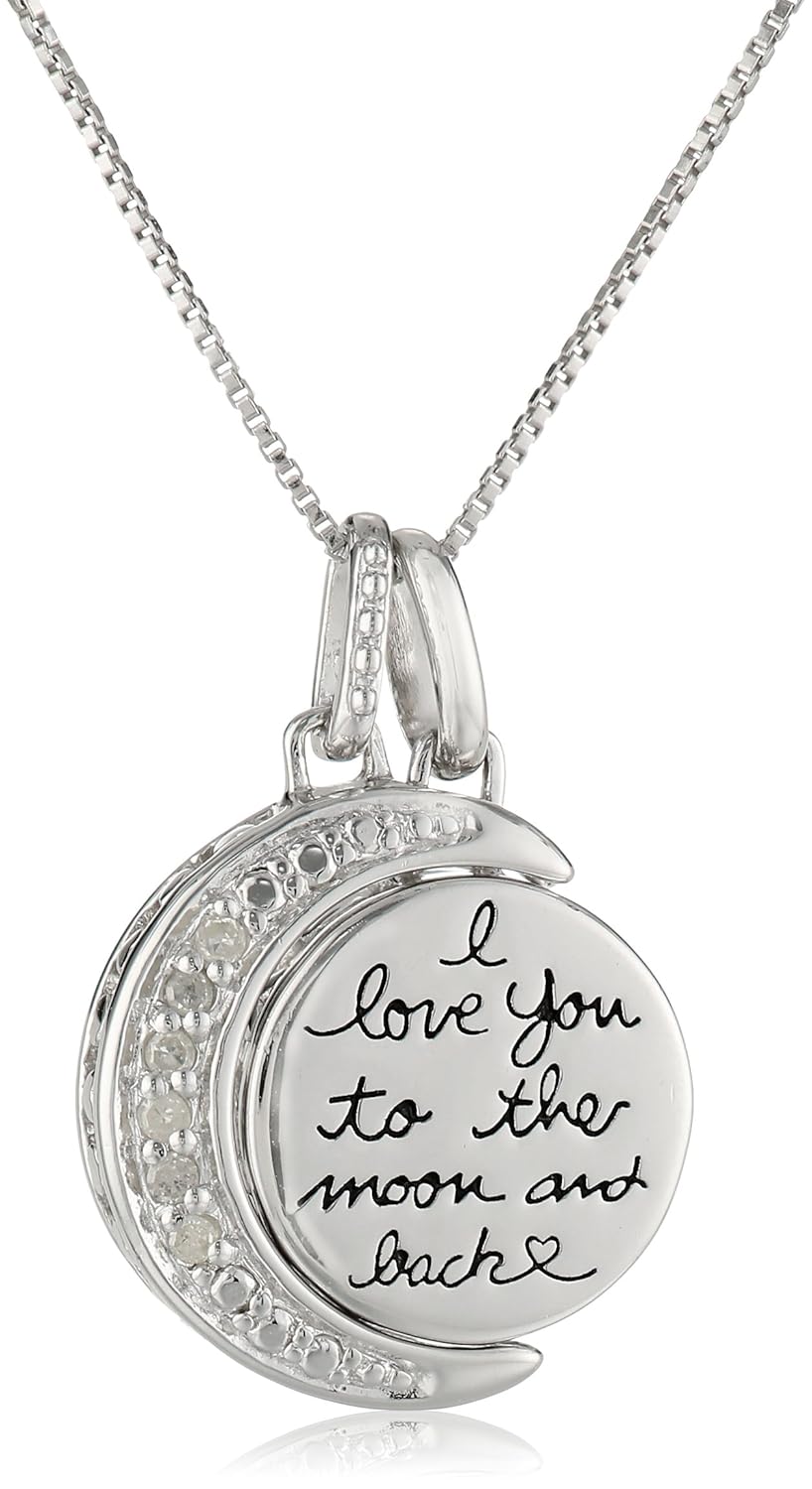 sterling silver two piece diamond accent moon "i