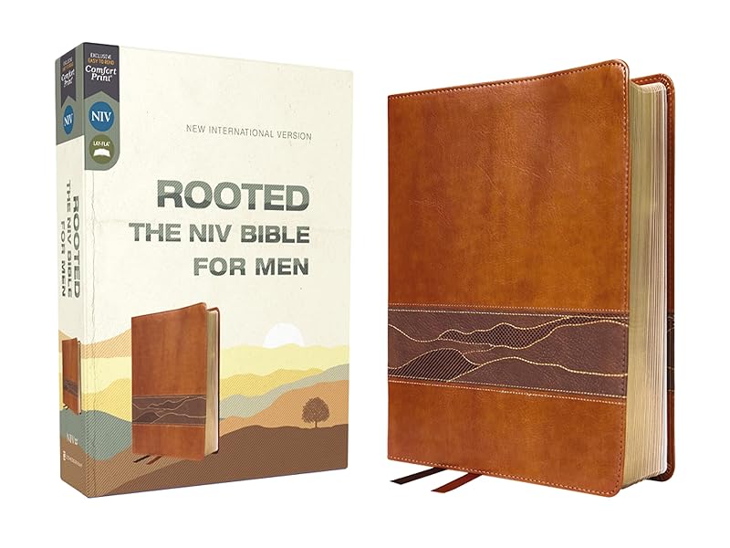 Rooted: The NIV Bible for Men, Leathersoft, Brown, Comfort Print by Zondervan