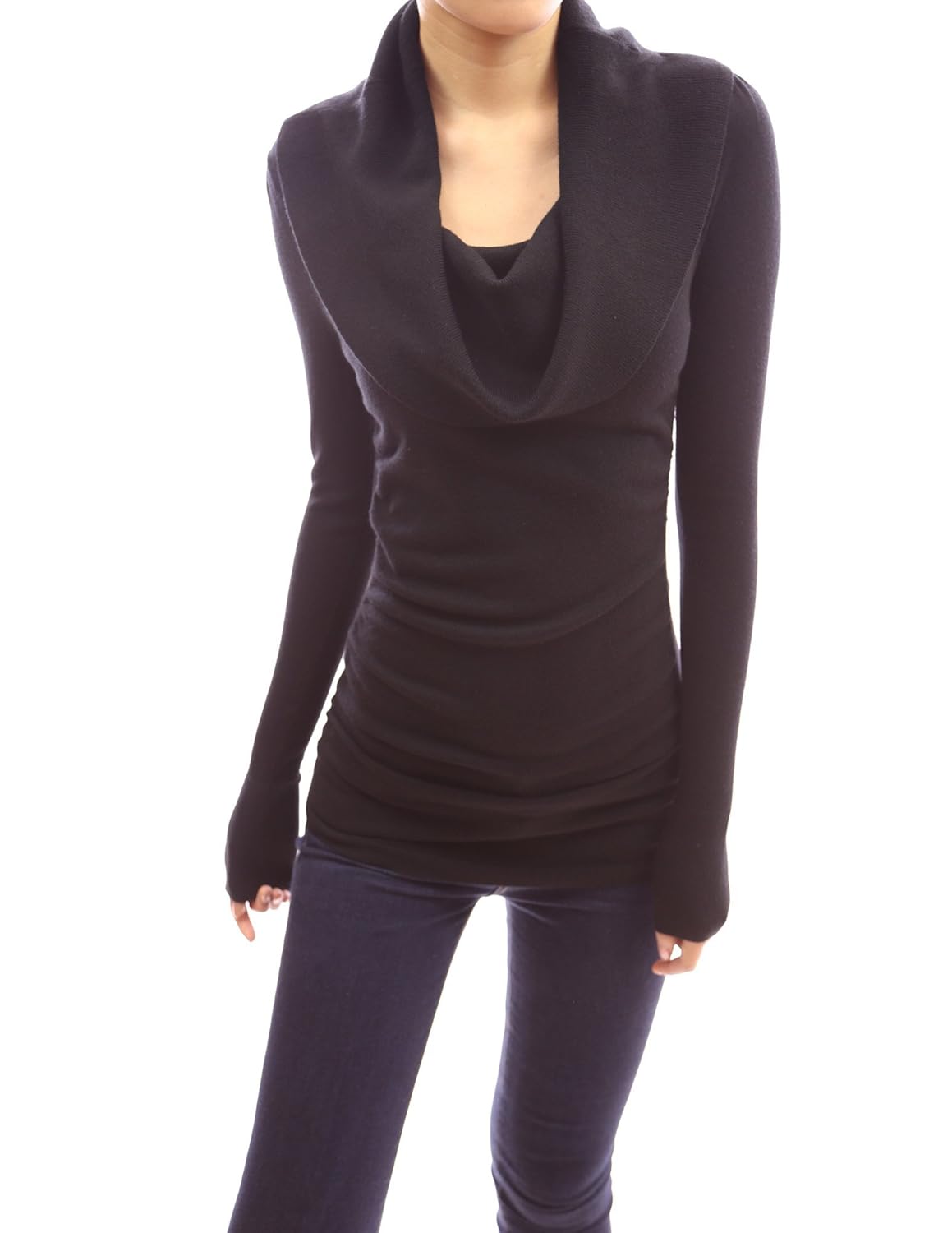 

PattyBoutik Women's Cowl Neck Ruched Sides Sweater