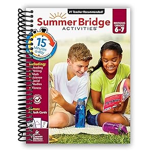 Summer Bridge Activities 6th to 7th Grade Workbooks, Math, Reading Comprehension, Writing, Science, Social Studies, Fitness Summer Learning, 7th Grade Workbooks All Subjects With Flash Cards