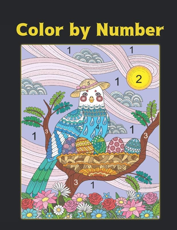 Color by Number: Coloring Book with 60 Color By Number Designs of Animals, Birds, Flowers, Houses and Patterns Easy to Hard Designs Fun and Stress ... By Numbers Book ( Adult Coloring book ) by QTA WORLD