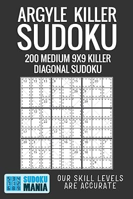 Argyle Killer Sudoku: 200 Medium 9x9 Killer Diagonal Sudoku