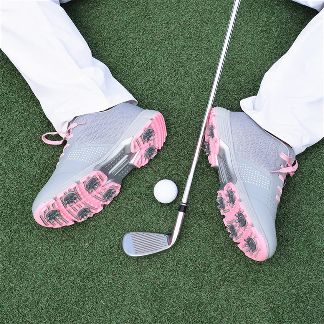 Women's Golf Shoes Waterproof Sports Shoes For Golf Female Ladies Training Walking Sneakers With 9 Spikes_vogvips.com