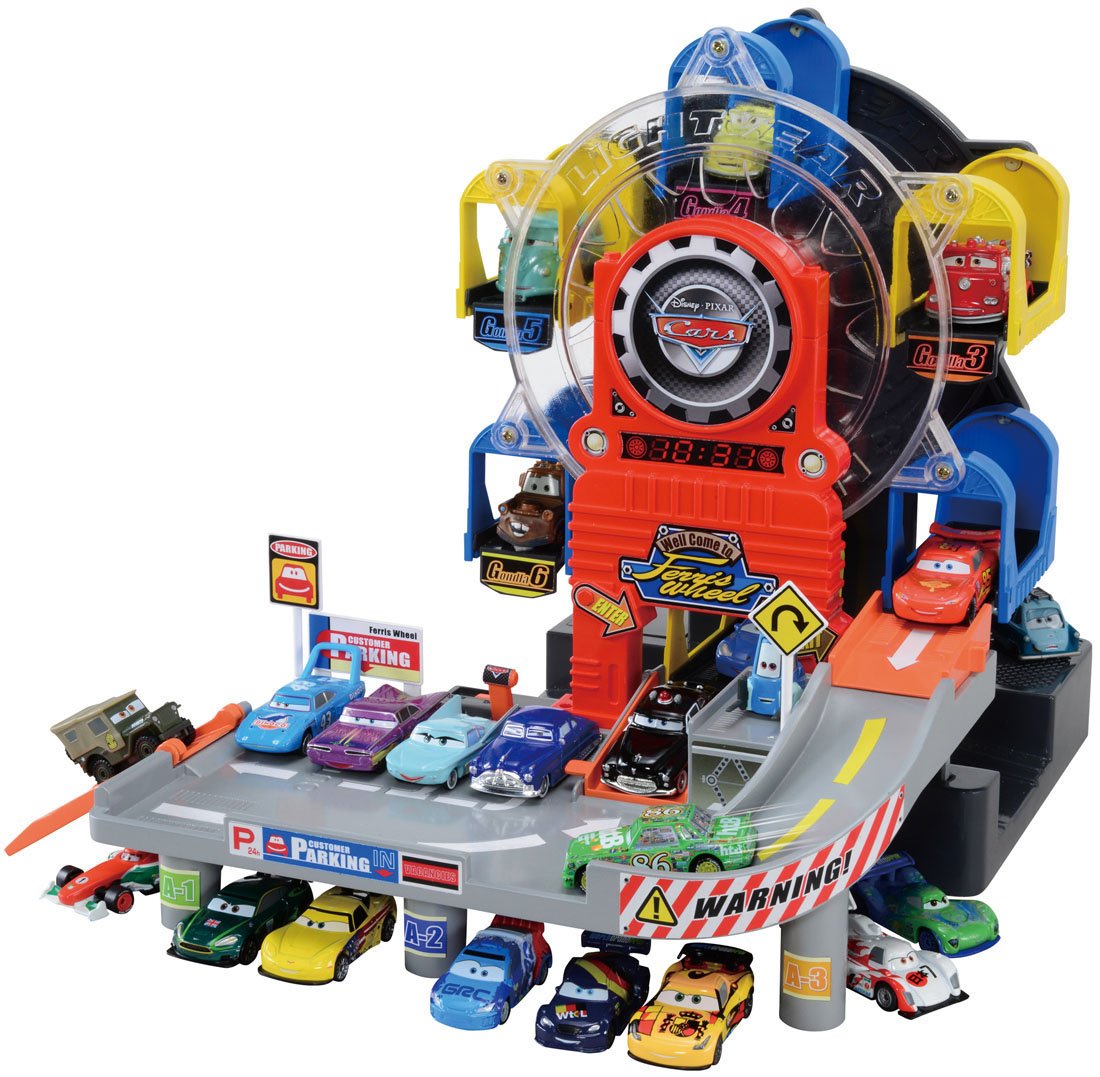 多美takara tomy汽车总动员回转停车场系列模型玩具