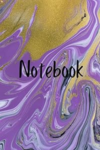 Note Book: Italian Marble Pattern Purple And Gold Blank Lined Note Book by Passion For Paper