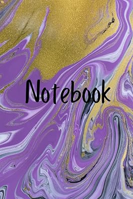Note Book: Italian Marble Pattern Purple And Gold Blank Lined Note Book
