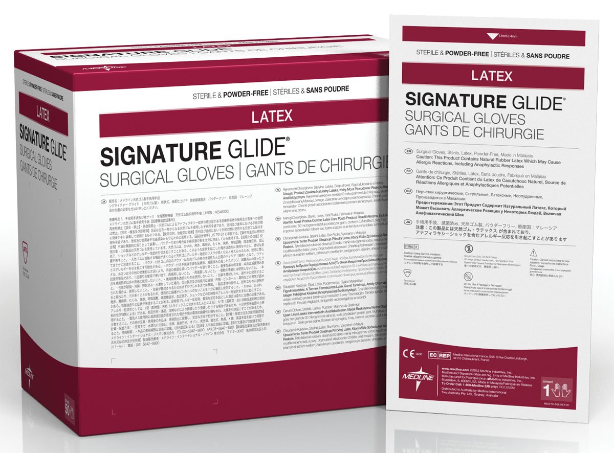 

Medline Industries MSG8885 Signature Glide Sterile Powder-Free Latex Surgical Glove, Size 8.5 (Pack of 200)