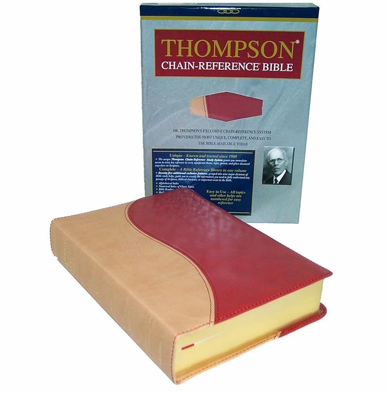 Thompson Chain Reference Bible (KJV, Handy Size, 2-color Tan/Red Deluxe Kirvella Material, Red Letter) by Frank Charles Thompson