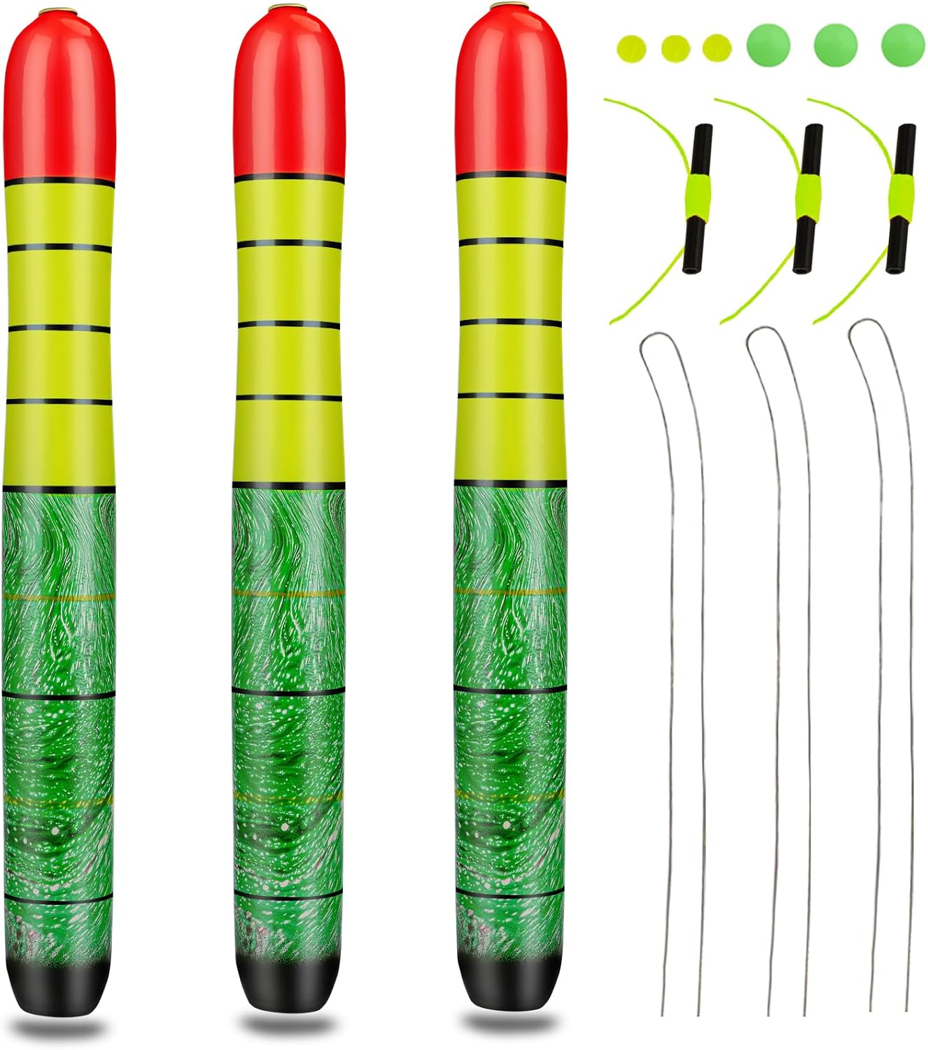 3PCS Fishing Floats Weighted Catfish Pole Floats Wood Pole Fishing