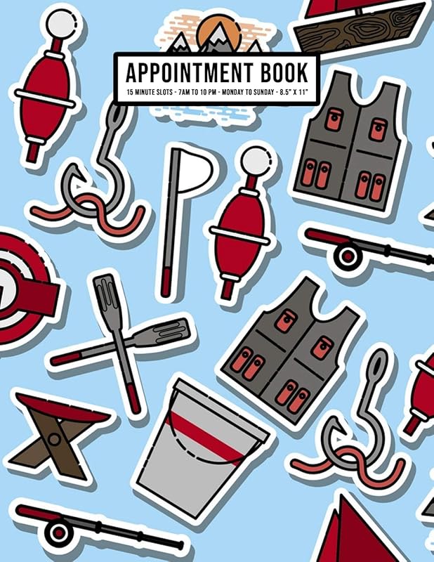 Fishing Appointment Book: Undated Hourly Appointment Book | Weekly 7AM - 10PM with 15 Minute Intervals | Large 8.5 x 11 by Apollo A Appointments
