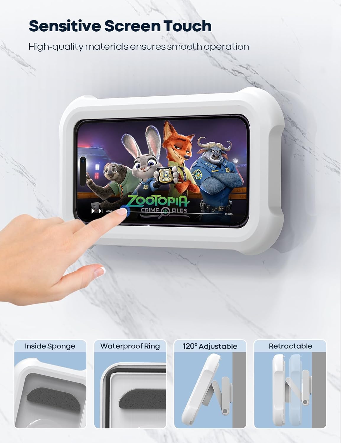 Wasserdichte Duschhalterung für Handys – 480° drehbar, ausziehbar und verstellbar, wasserdicht und beschlagfrei._voghion.com