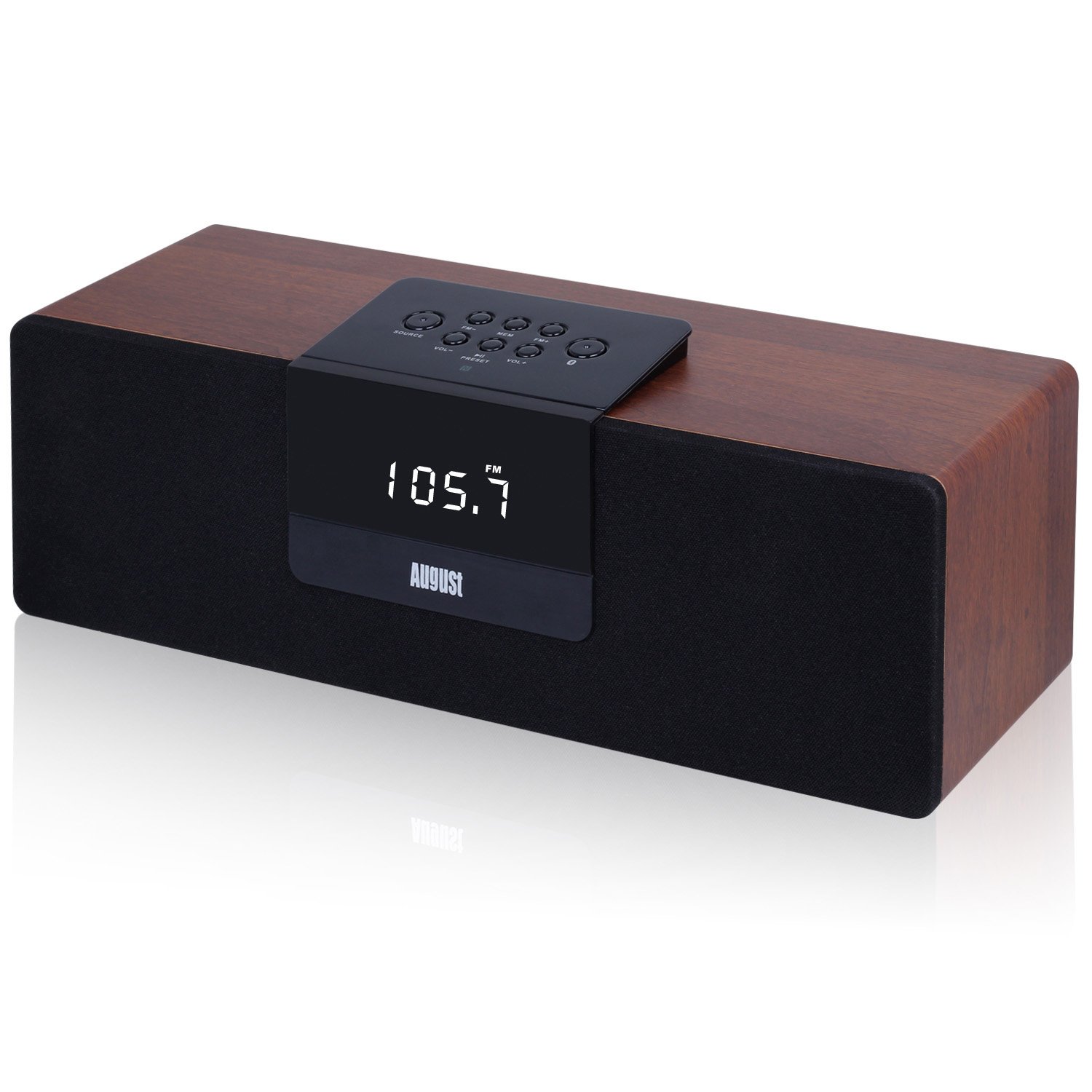 

August SE50 Bluetooth Speaker System with FM Radio -Wireless Hi-Fi with 2 x 15W Speakers and 3.5mm AUX-in for non-Bluetooth devices - Compatible with iPhone, Samsung Galaxy, Nokia, HTC, Blackberry, Google, LG, Nexus, iPad and all Bluetooth enabled Cell P