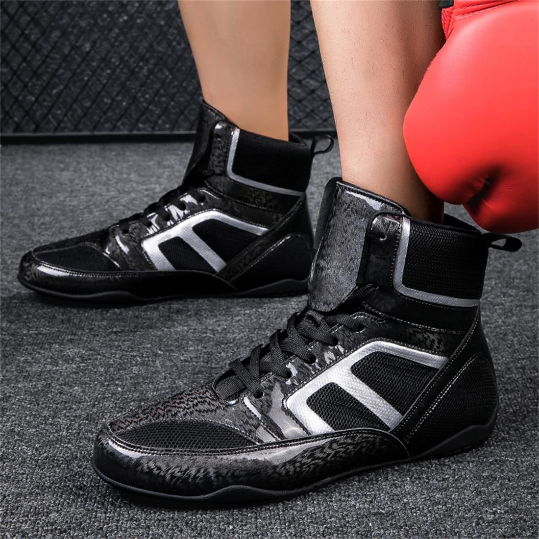 Sneakers For Women Girl, High Top Boxing Shoes Lightweight Breathable Bodybuilding Sport Trainers For Weightlifting Wrestling_vogvips.com