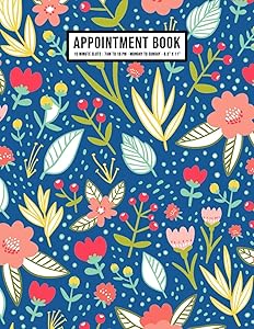 Floral Appointment Book: Undated Hourly Appointment Book | Weekly 7AM - 10PM with 15 Minute Intervals | Large 8.5 x 11 by Apollo A Appointments