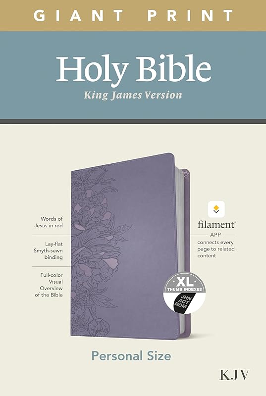 KJV Personal Size Giant Print Holy Bible (Red Letter, LeatherLike, Peony Lavender, Indexed): Includes Free Access to the Filament Bible App Delivering ... Notes, Devotionals, Worship Music, and Video by Tyndale
