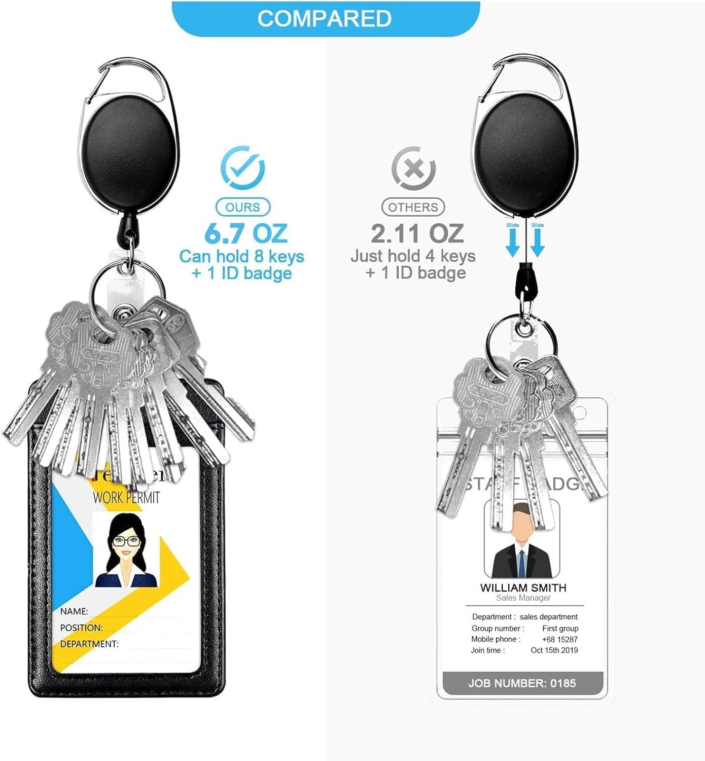 5 Pack Retractable Badge Reel With Carabiner Belt Clip & Key Ring - Heavy Duty ID Card Holder Keychain For Office & Daily Use_voghion.com