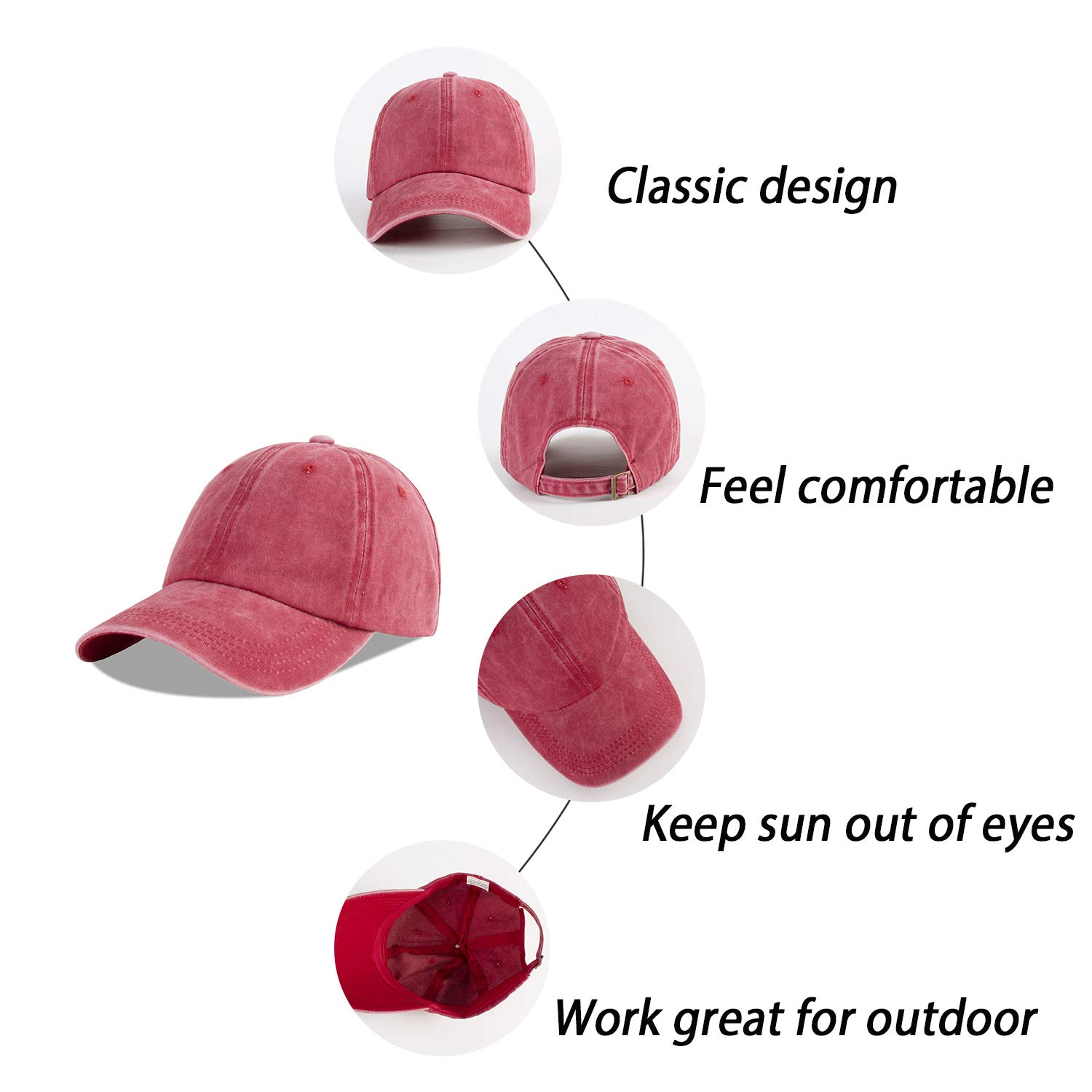 Unisex Baseball Cap 100% Cotton Fits Men Women Washed Denim Adjustable Dad Hat_voghion.com