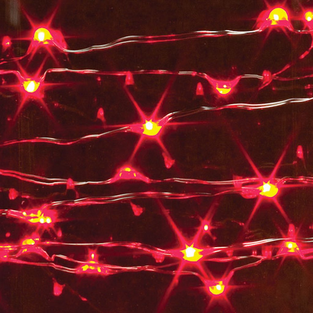 

Gerson 34798 - 60 Light 10' Silver Wire Red Electric Outdoor LED Micro Miniature Christmas Light String Set with 9' Lead Wire