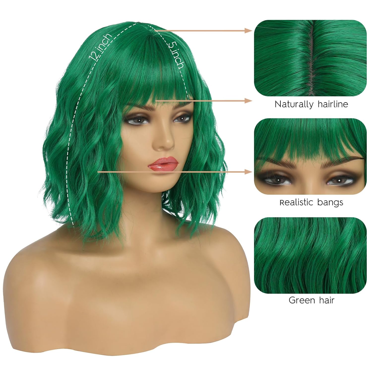 Kurze blonde Perücke für Frauen, natürliches Kunsthaar, Ombre-Bob-Perücke mit ordentlichem Pony, dunklem Ansatz für Alltag/Party/Cosplay (10 Zoll, Blond)._voghion.com