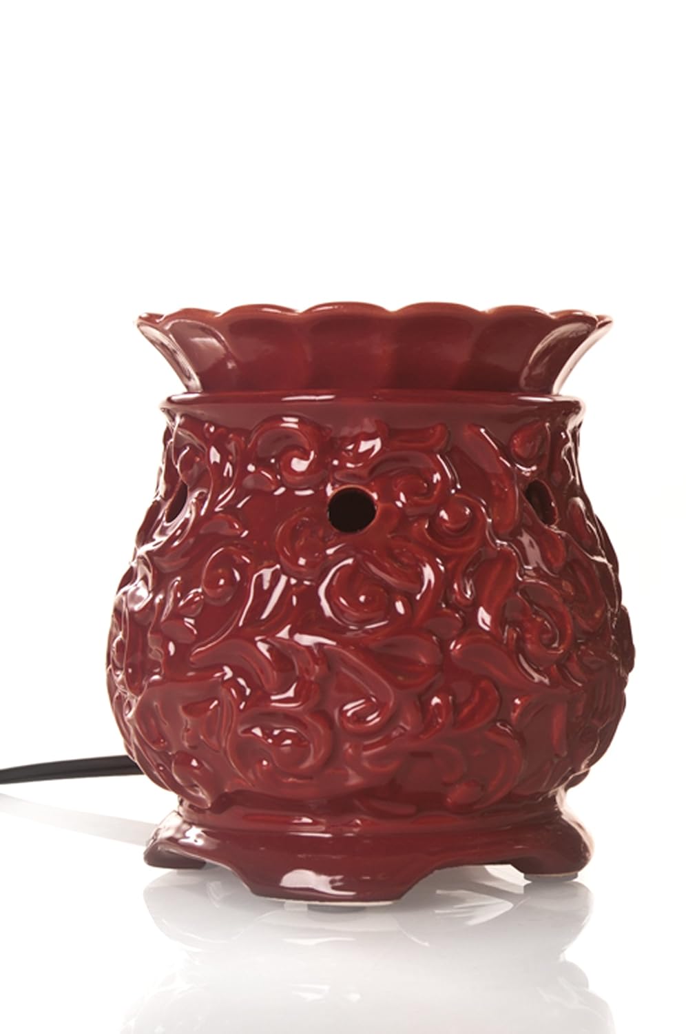 

Drake Candles Round with Swirls Ceramic Fragrance Warmer, Berry, 5-1/2-Inch