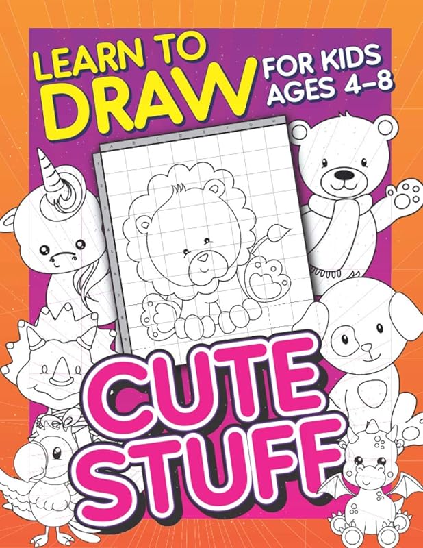 Learn To Draw For Kids Ages 4-8: Cute Stuff: Drawing Grid Activity Book for Kids to Draw Cute Cartoons & Color Them In! by Herbert Publishing