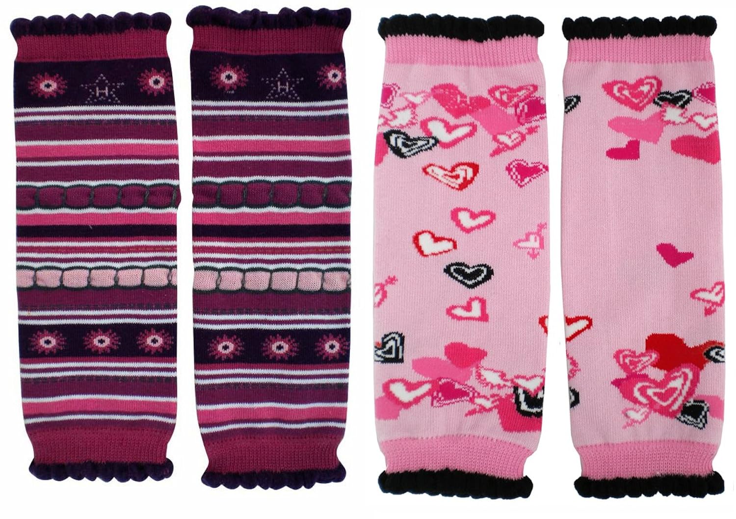 

Huggalugs Baby Girl Hearts & Stripes Legwarmers 2 Pack Newborn