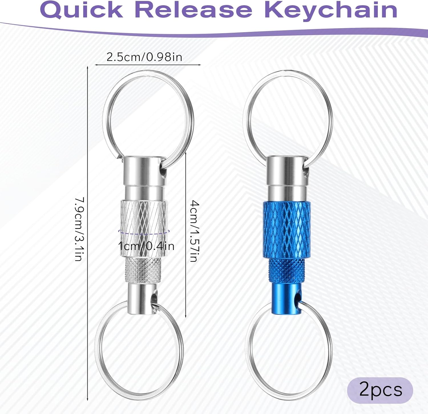 Detachable Quick Release Key Ring Heavy Duty Metal Keychain Set_voghion.com
