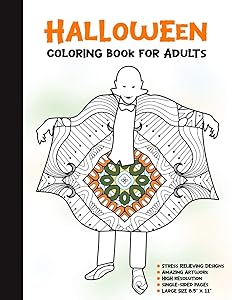 Halloween Coloring Book for Adults: 50 Halloween Illustrations Printed On One Side, Safe For Markers | Fun Craft Activity Gift | Stress Relieving Designs (Spooky House) by Spooky House Books