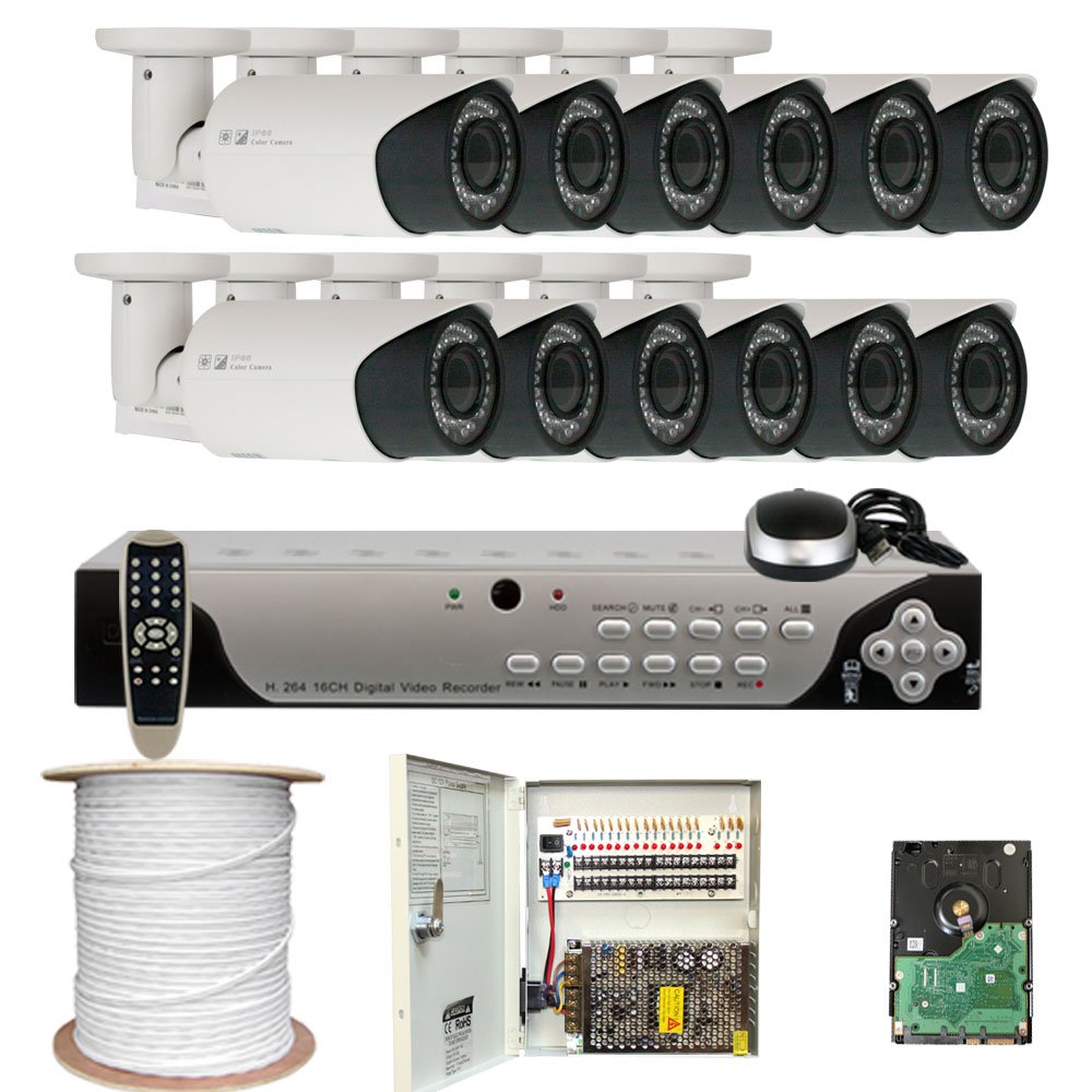

GWSecurity Security DVR Surveillance Camera System With Hard Drive Sony EXview CCD 700TVL Outdoor Security Camera Built-in 2.8~12mm Varifocal Zoom Lens 115 ft IR Day/ Night Vision