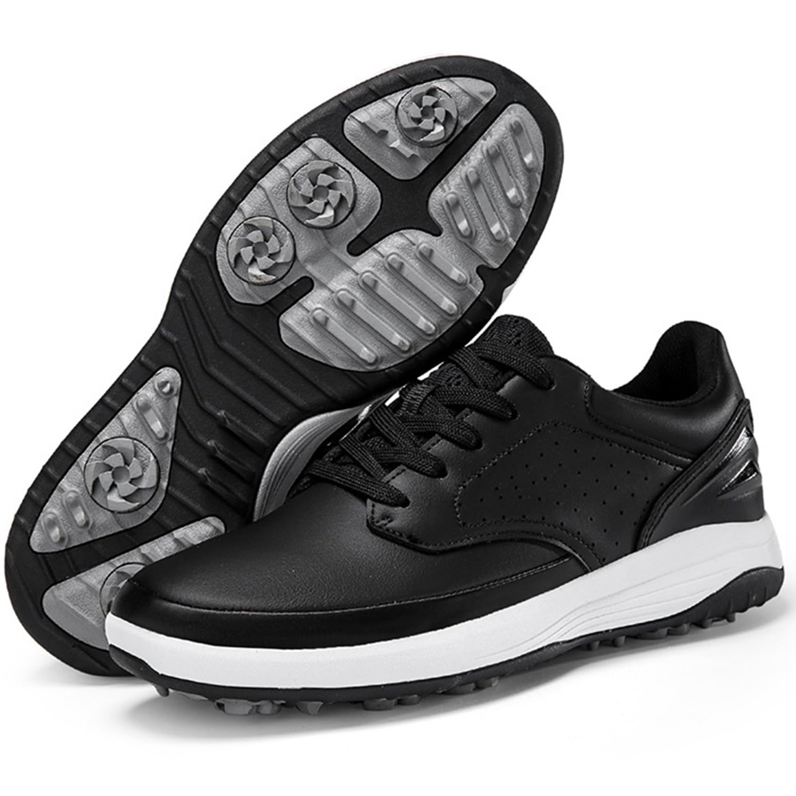 Waterproof Golf Shoes Men's Four Seasons All Weather Spiked Golf Shoes Classic Non-Slip Lace-up Professional_vogvips.com