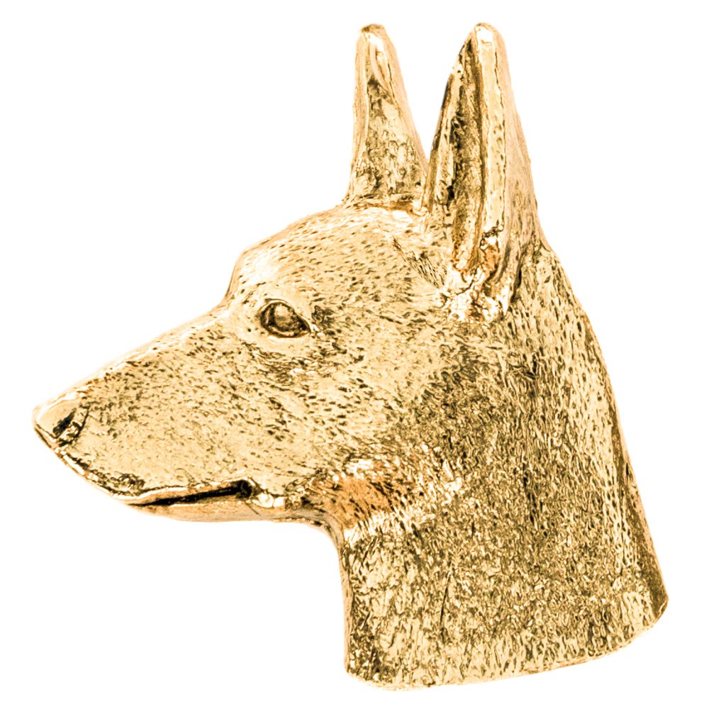 

Miniature Pinscher (Head) Made in U.K Artistic Style Dog Brooch Collection 22ct Gold Plated