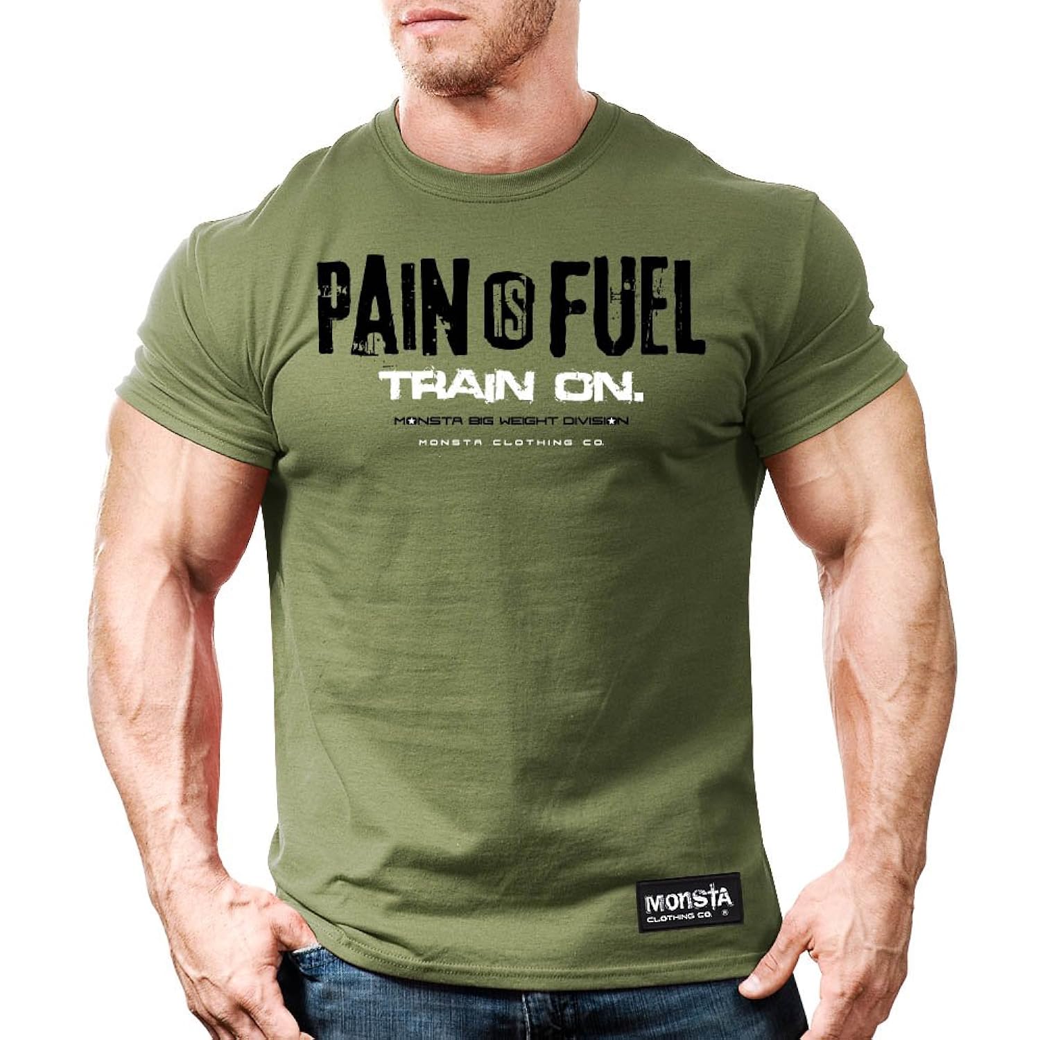 

Monsta Clothing Co. Men's Pain is Fuel: Train On. (TEE62) T-shirt