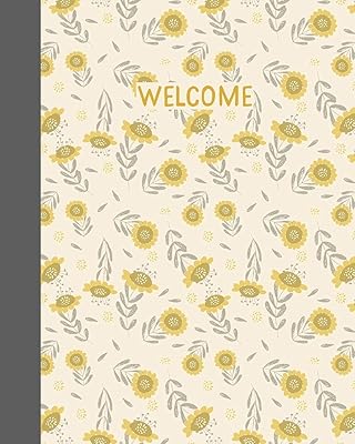 Welcome: Vacation Rental Home Guest Information and Guide Book for Property Owners to Customize | Stylish Floral Pattern Cover Design in Yellow and Grey