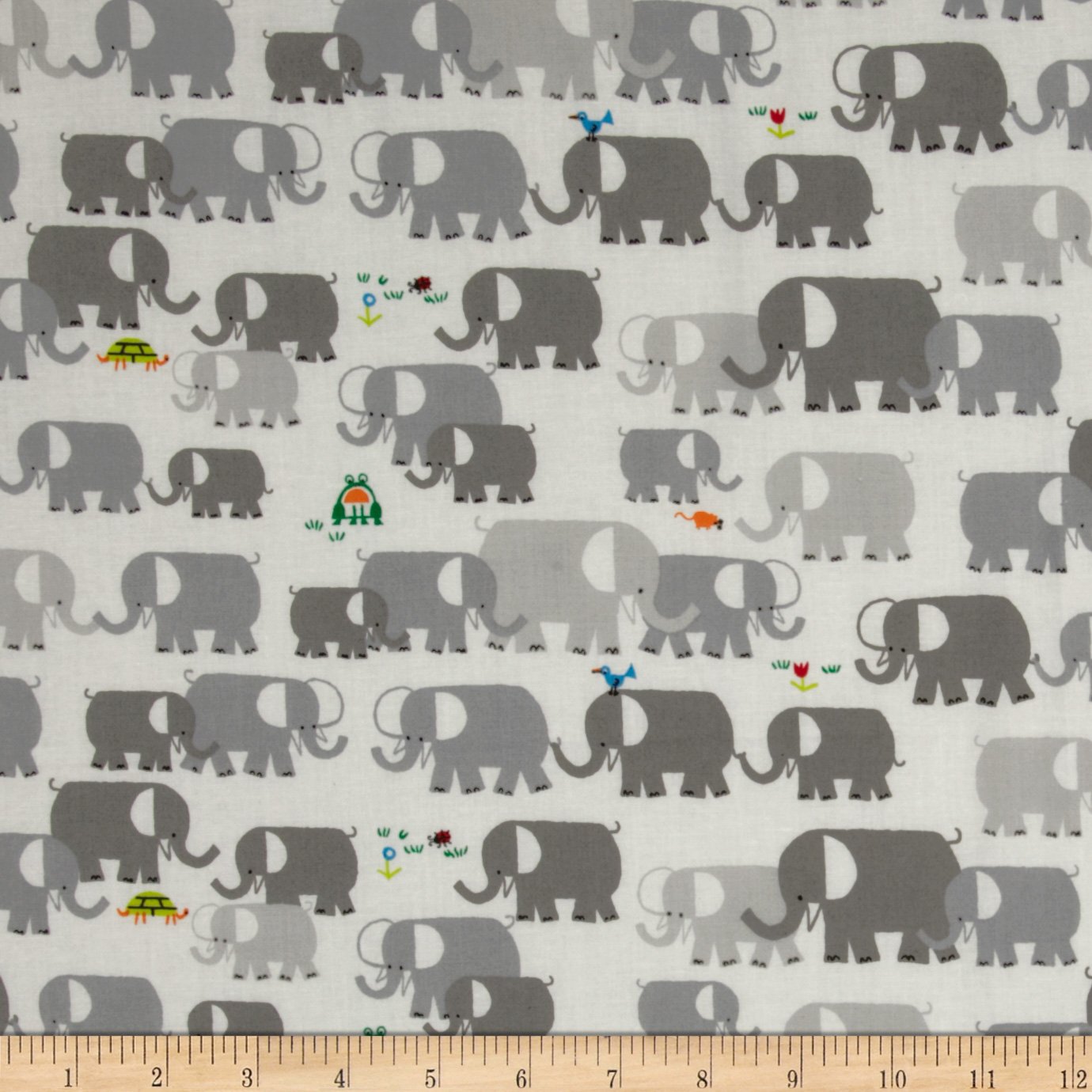 

Happy Drawing Organic Elephant Grey Fabric