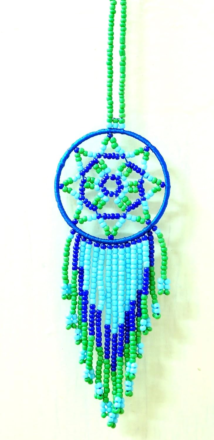 

DreamCatcher Blue Green Beads handmade bohemian boho vintage hippie fashion dream catchers extensions