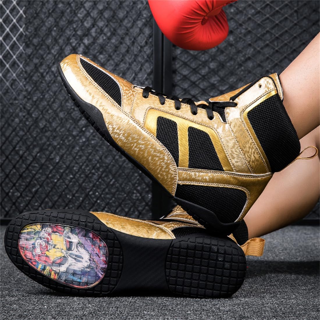 Sneakers For Women Girl, High Top Boxing Shoes Lightweight Breathable Bodybuilding Sport Trainers For Weightlifting Wrestling_vogvips.com