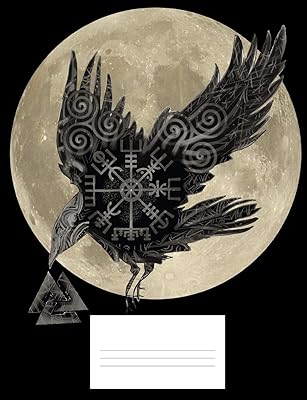 Raven & Moon: 7.44 x 9.69 - Graph Ruled Composition - 120 pages