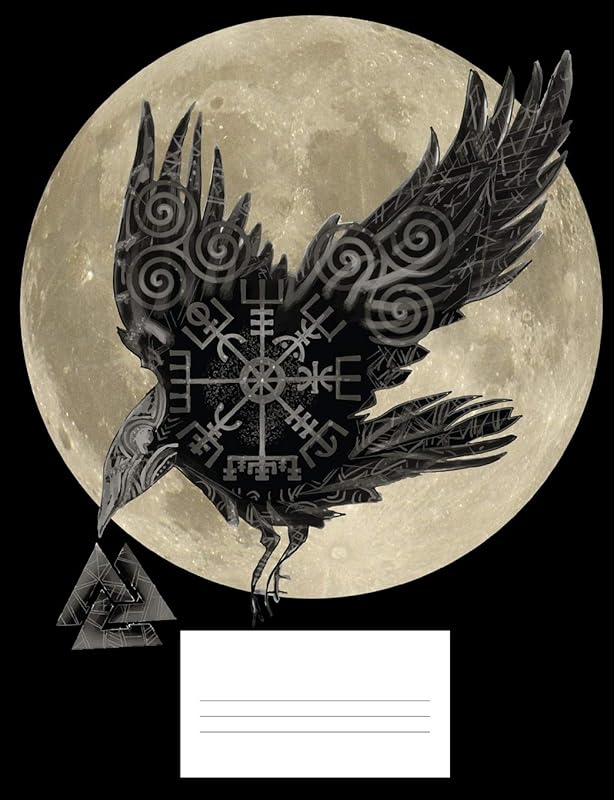 Raven & Moon: 7.44 x 9.69 - Graph Ruled Composition - 120 pages by NorseTales Notebooks